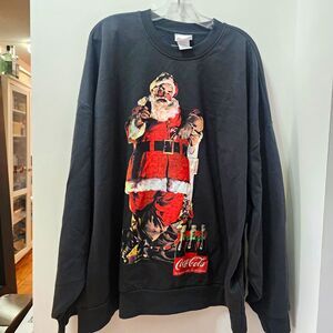 CocaCola Santa Christmas Graphic Dark Gray Crewneck Sweatshirt XXL Nwt Novelty